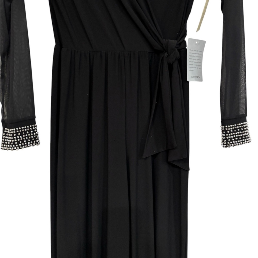 Nordstrom Tash + Sophie Black Jumpsuit with Sheer Sleeves Size Small New - Picture 3 of 6